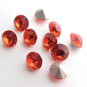 Chatons Hyacinth Orange Crystal Rhinestone Round Pointed Foil Back Glass Gems Embellishments Set of 10 Size SS29 / 6mm image 7