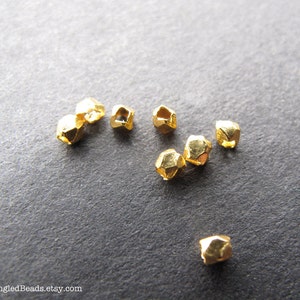 Gold Nugget Beads, Vermeil Style 1 2 mm Facet Spacer Beads, .8 .9mm hole 3 or 6 inches image 3