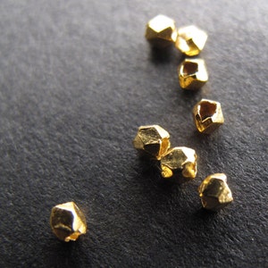 Gold Nugget Beads, Vermeil Style 1 2 mm Facet Spacer Beads, .8 .9mm hole 3 or 6 inches image 2