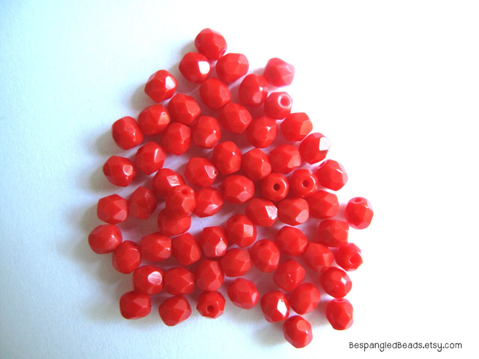 Bright Red 4mm Czech Glass Beads red Coral Etsy