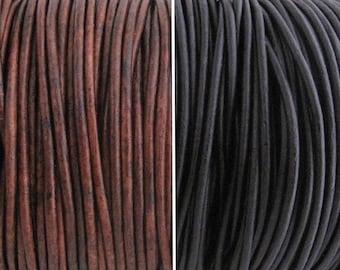 2mm Round Leather Cord Black or Brown for jewelry making (3 or 5 YARDS) - great for necklaces and bracelets