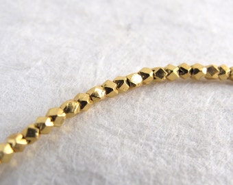 Gold Nugget Beads, Vermeil Style 1 - 2 mm Facet Spacer Beads, .8 - .9mm hole (3 or 6 inches)