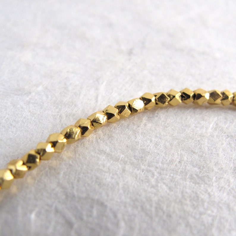 Gold Nugget Beads, Vermeil Style 1 2 mm Facet Spacer Beads, .8 .9mm hole 3 or 6 inches image 1
