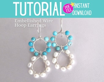 Wire Wrap Tutorial: Two-Tiered Halo Drop Earrings, PDF Tutorial / Jewelry Pattern Wire Wrapping