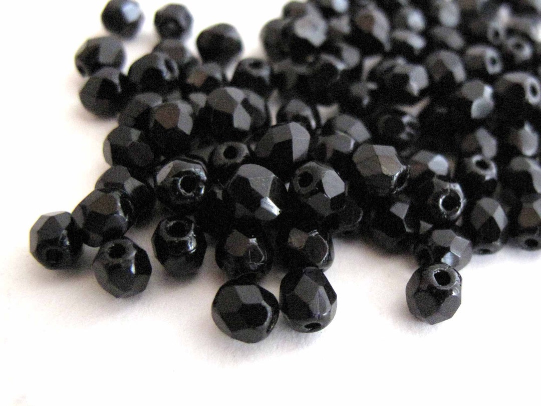 Jet Black Czech Glass Beads 3mm 4mm 6mm 8mm Fire Polished - Etsy