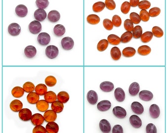 Lampwork Glass Smooth Round or Oval Cabochons "Flawed Topaz " Dark Honey Amber or Purple "Amethyst" 4mm, 5mm, 4x6, 6x8 Flat Back Glass Cabs