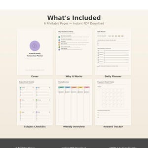 ADHD Homeschool Planner Printable, Daily Planner for Kids, Visual Timer Checklist, Autism Homeschool Schedule, Instant Download PDF