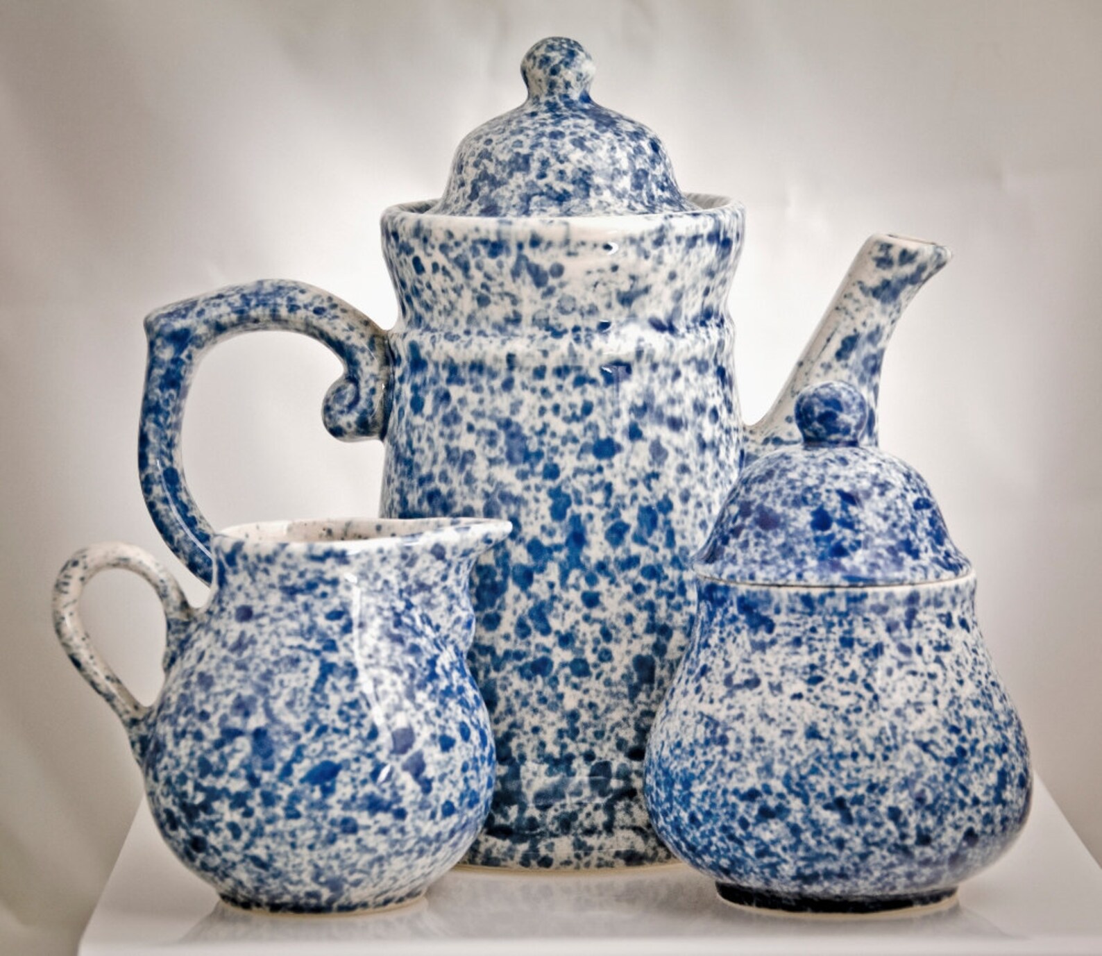 Blue Spongeware Coffee Set Tea Set Country Life' by Etsy