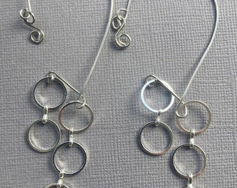 3142 earwrap 2 hanging hoops, silver