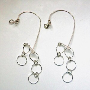 earwrap, 2 hangings silver hoops 9705