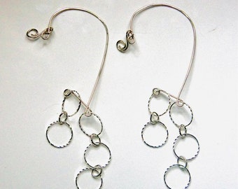 earwrap, 2 hangings silver hoops 9705