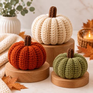 Crochet Pumpkin Pattern PDF, Amigurumi Pumpkin Trio, 3 Sizes, Easy Fall Decor