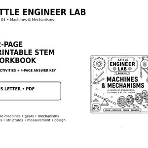Utskrivbar PDF för barns ingenjörsarbetsbok | STEM-aktiviteter och enkla maskiner