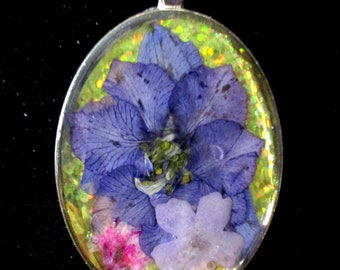 Necklace with real pressed flowers Botanical Pendant Nature inspired