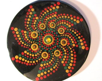 Red Green and Gold Mandala Fridge Magnet