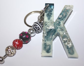 Marbled key chain with beads