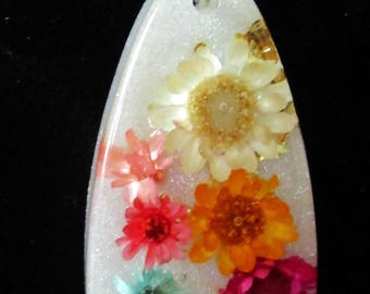 Necklace with pressed flowers botanical pendant