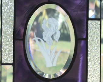 Iris with purple and clear glass