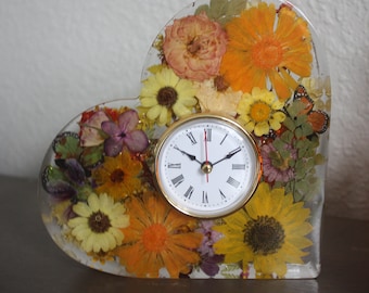 Heart Shape Floral Clock with dried flowers