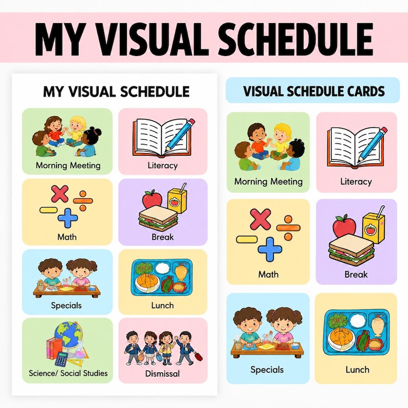 Editable Visual Schedule Canva Template, Daily Classroom Routine Cards ...