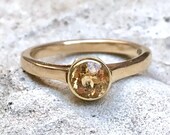 Art Deco Topaz Solitaire Ring - 14K Gold
