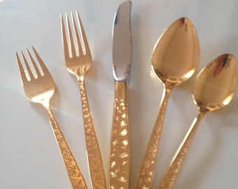 Pièce sélectionnée à l'unité, dorée, texturée abstraite, dorée, Mid-Century, Golden Carino