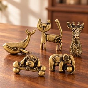 Animal Cabinet Knobs, Antique Gold Finish Drawer Pulls for Your Dresser, Sold Individually
