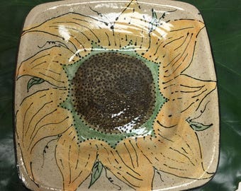 Square Sunflower Serving Dish