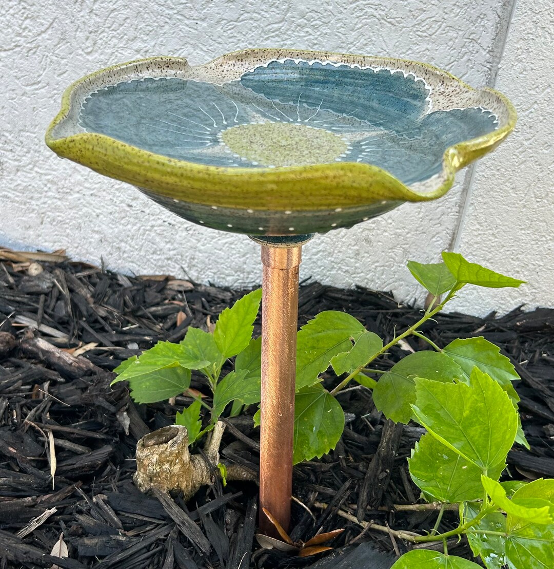 Brightly Blue Bird Bath or Feeder Etsy