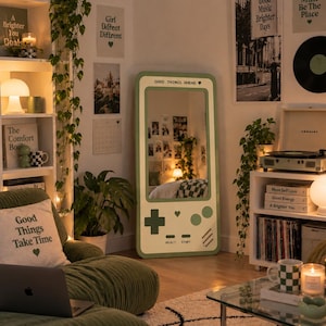 Retro Gameboy Mirror: Good Things Ahead, Green Frame (Full Length)