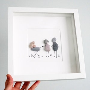 Parents to be gifts New baby pebble art nursery design Gift for new parents to be wall art New baby painting image 4