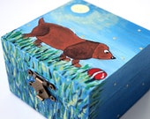 Hand painted dog art box - brown dog box - miniature painted box - hand made box Artbyasta - Boy Puppy Dog Box - Storage Box - Dog Art