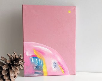 Small abstract acrylic painting on canvas - Abstract pink landscape - Original unique art work