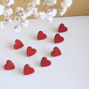 Heart pin set of 3 Small red brooch Valentines day pin wooden heart for women Gifts for kids Love tie pin image 5