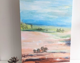 Landschaftsmalerei auf Leinwand, Original Naturkunst, Acrylmalerei