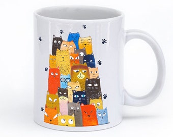 Cups cat mug Cat mugs, pottery mug Pottery cat coffee mugs, coffee cup Cat cup, gift idea Meow, Kitten Mug, Cats Lover Gifts, Funny mugs