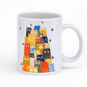 Cups cat mug Cat mugs, pottery mug Pottery cat coffee mugs, coffee cup Cat cup, gift idea Meow, Kitten Mug, Cats Lover Gifts, Funny mugs image 1