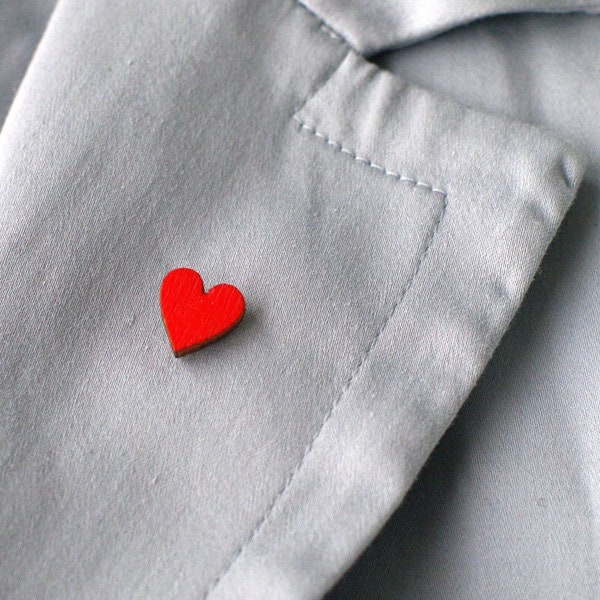 Kleine Herz rot Holz Anstecknadeln - Rotes Herz Brosche
