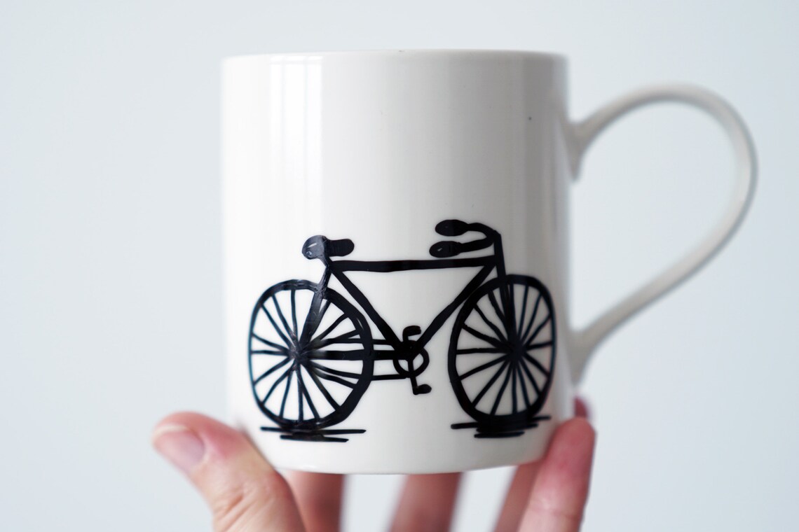 Bike coffee mug Porcelain mug Bicycle mugs Bicycle gift Etsy