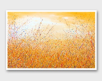 Große Malerei Blume, Original Kunst Gelb abstrakte Kunstdruck, Landschaft helle Wand Kunst gelb orange