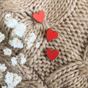 Heart pin set of 3 Small red brooch Valentines day pin wooden heart for women Gifts for kids Love tie pin image 3