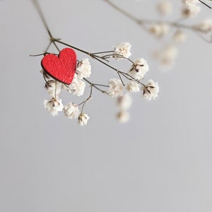 Heart pin set of 3 Small red brooch Valentines day pin wooden heart for women Gifts for kids Love tie pin image 2