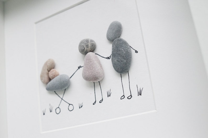 Parents to be gifts New baby pebble art nursery design Gift for new parents to be wall art New baby painting image 3