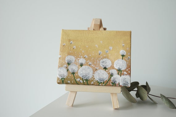 Mini Canvas Painting Small Canvas Art Dandelion Wall Art Etsy