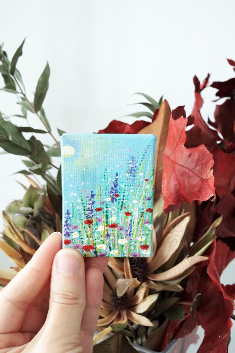Mini canvas painting 2x3 inch art Small paintings on canvas | Etsy