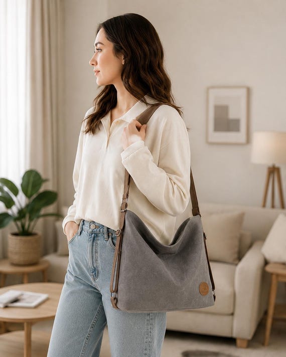 Convertible Canvas Backpack for Women, 2 in 1 Shoulder Bag for Uni & College, Casual Student Daypack, Minimalist Everyday Tote Backpack