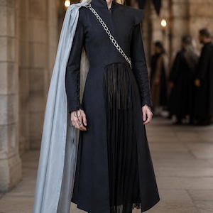 dress coat game of Throne Costume and I hope the Blazer Bust Size:34 Black coat free-pattern Zimmermann Luna Jersey Asymmetric