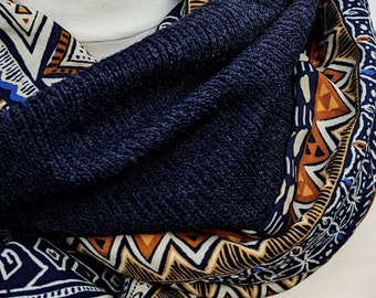 Infinity scarf // Snood navy fabric