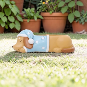 Dachshund Succulent Planter Pot, Sleeping Weiner Dog Flower Pot, Animal Plant Pot for Desk Decor