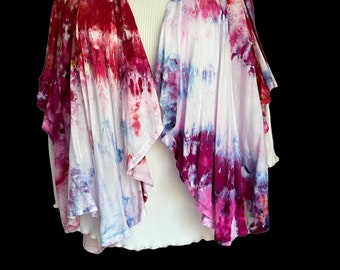 Red & Magenta Rayon Butterfly Jacket Ice Dyed L/XL
